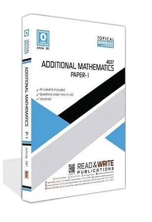 O Level Additional Mathematics Paper 1 Topical Workbook Art #381O Level Additional Mathematics Paper 1 Topical Workbook Art #381