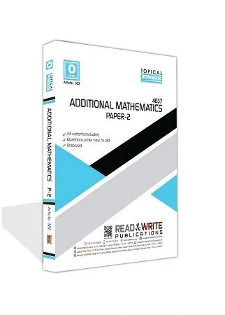 O Level Additional Mathematics Paper 2 Topical Workbook Art #382